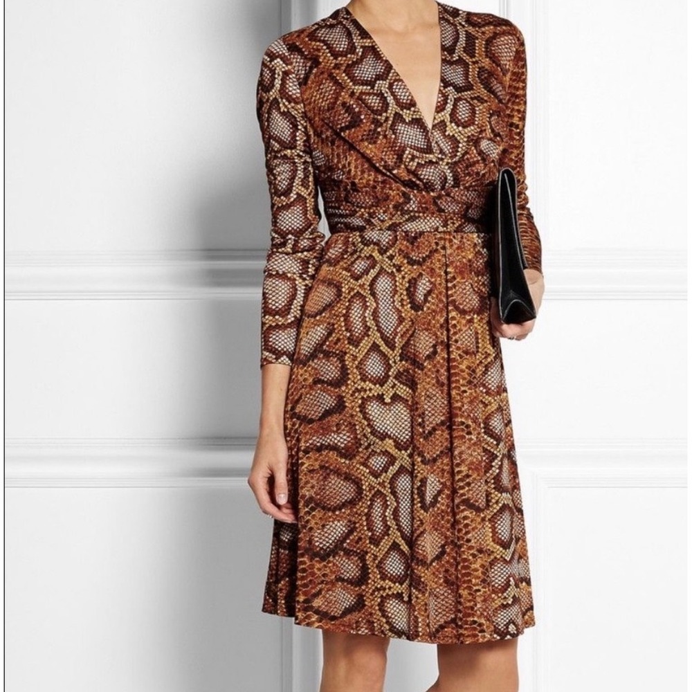 Altuzarra for Target Brown Snakeskin Print Long Sleeve Wrap Dress Size 2